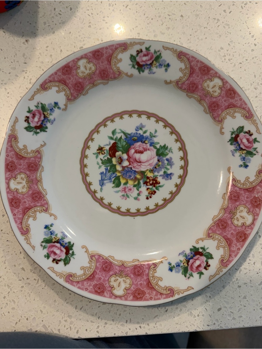 Vintage Pink Floral Porcelain Plate ( One plate)